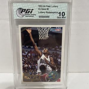 1993-94  FLEER LOTTERY EXCHANGE RC VIN BAKER PGI-Gem Mint 10 #8, Vintage, Bucks